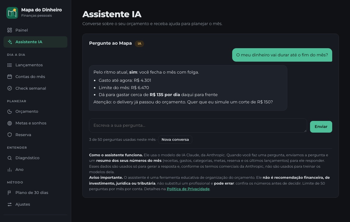 Tela do assistente com inteligência artificial respondendo sobre o orçamento